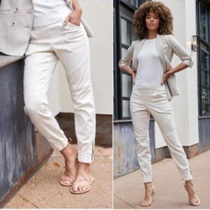 NWT SPANX Stretch Twill Utility Joggers in Parchment Cream Tan size M
